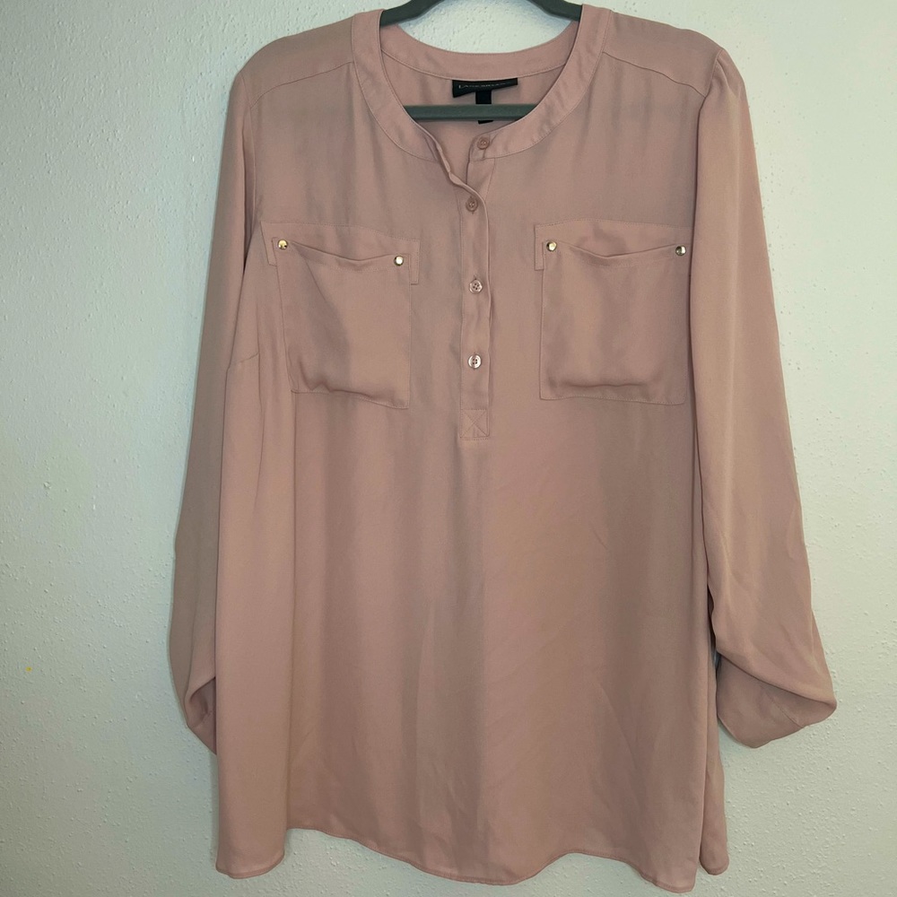 Lane Bryant Blush Pink Button-Front Top